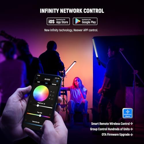 NEEWER RGB Light Wand with 2.4G/APP Control, Upgraded 360° Touchable RGBWW Hue Mixer Photography Handheld LED Video Lighting Stick with 2500K-10000K, CRI/TLCI97+, 18 Scenes, 7.4V/31Wh Battery, BH-30S - Image 6