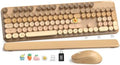 Wireless Keyboard and Mouse Combo, Full-Size Retro Typewriter Keyboard with Round Keycaps, Magnetic Wrist Rest & Tilt Legs, 2.4GHz Cordless for Mac/Windows PC/Laptop, SABLUTE CK23, Latte Gradient by SABLUTE