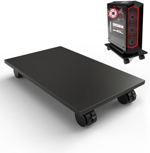 CPU Stand、Computer Tower Stand、Mobile CPU Holder with 4 Caster Wheels Fits for PC、Printer、Most Computer Tower、Office、Home、Planter Caddies、Dog Bowl Stand (Black) by WEGASTU