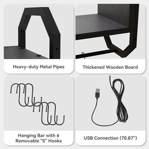 ELECWISH 34" Gaming Floating Shelves for Wall, LED Display Rack, Black - Image 6