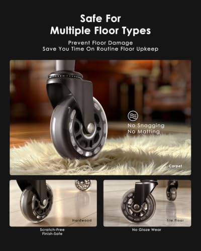 RidRed Office Chair Wheels - Replacement Rubber Wheels - Universal Fit 3 Inch Casters, Heavy-Duty Chair Casters, Noise Free, Fits 98% Chair, for All Floor (5) - Image 4