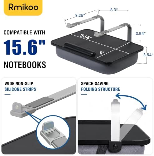 Rimkoo Elevated Lap Desk for 15.6" Laptop, 2-in-1 Dual Laptop Stand with Pillow Cushion, Lightweight Lap Tray for Couch & Bed, Ergonomic Design for Stable Typing & Relaxed Posture, Black - Image 4