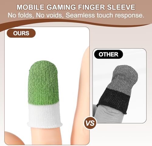 PATIKIL Controller Finger Thumb Sleeve, 40 Pack Mobile Gaming Finger Sleeves Silver Fiber Tip Gloves Anti-Sweat Breathable for Game Phone Touchscreen Devices, Light Green - Image 5