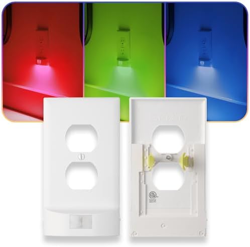 1 Pack - SnapPower Multi-Color GuideLight – Outlet Cover RGB Lights, Customizable Ambient Lighting/Mood Lighting for Home, Kitchen, Gaming Room, Kids Bedroom, Nursery, Holiday Decor (White, Duplex) by SnapPower