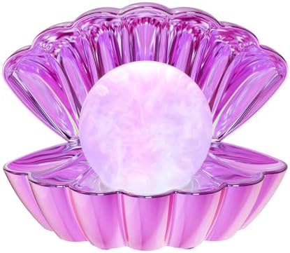 LKUA Shell Pearl Beach Themed Night Light, RGB 8 Colors Changing Mood Shell Pearl Lamps, Bedside LED Clamshell Portable Night Lights for Bar (Electroplating Purple) by LKUA