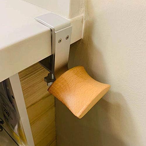 Beech Wood & Silver Clamp Type Headphone Holder Stand Hanger Bracket Wood Headphone Headset Hanger Holder Clamp Rack Hook Under Desk Table Headphone Hanger Holder for Audio,Studio&Gaming Headphones - Image 4