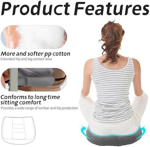 Car Booster Bandage Seat Cushion for Short Adults Thick Breathable Mesh Height Adjustable for Driving, Office & Home Use Universal Fit for Cars, Trucks & Wheelchairs 15.7"x15.7"x4.7"-Gray - Image 3