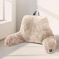Nestl Fur Reading Pillow, Stylish Back Pillow for Bed Sitting Up, Faux Fur Bed Chair Pillow with Arms, Reading Pillows for Sitting in Bed Adult & Kids, Sit Up Back Support Pillow for Bed Rest - Linen by Nestl