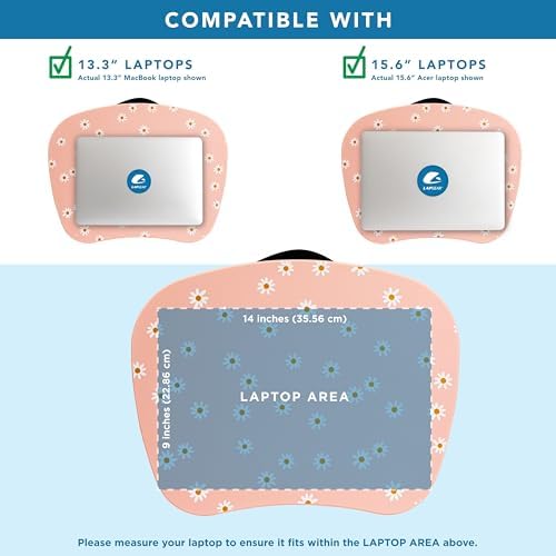 LAPGEAR MyStyle Lap Desk – Pink Daisy, Fits 15.6” Laptops - Image 3