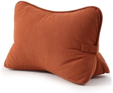 Pat. Pend. Corduroy Back Support Pillow for Bed Sitting and Headboard Support, Lumbar Cushion for Relaxing and Watching TV, Triangle Backrest Pillow, Brick Red by Ailuteie