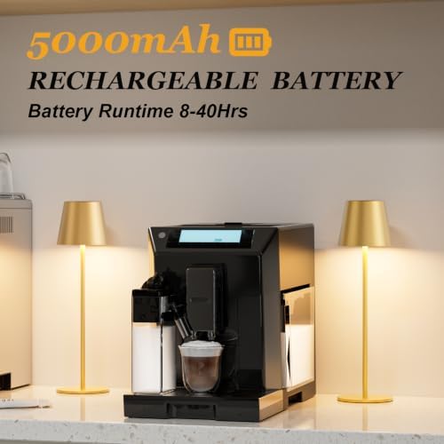 Kakanuo Cordless Table Lamp Rechargeable Gold - 4 Pack Battery Operated Lamp for Dining Table, 3 Color Stepless Dimming Wireless Lamp for Counter, Outdoor Patio, Touch Control - Image 6
