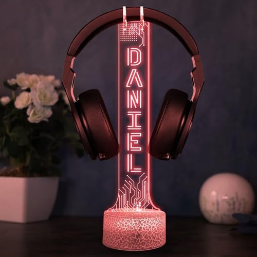 Personalized LED Headphone Holder with RGB Lights, Custom Gamer Desk Organizer, Headset Display Stand for Gaming Setup, Christmas or Birthday Gift for Boyfriend, Teen Gamer or Streamer - Image 2