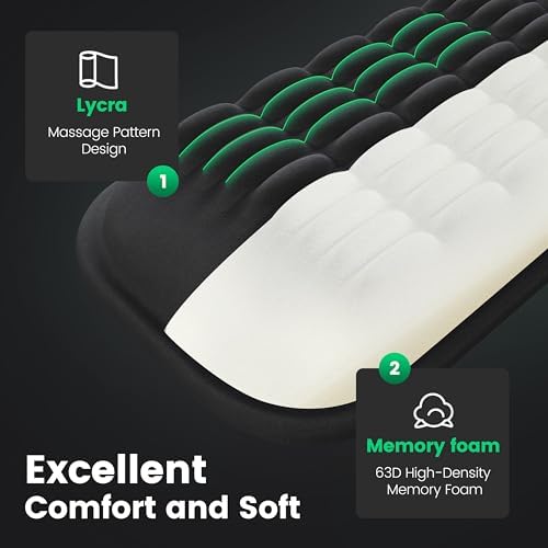 MEKASS Ergonomic Wrist Rest for Keyboard and Mouse, Soft Memory Foam Keyboard Wrist Rest Set with Non-Slip Silicone Base, Easy Typing, Pain Relief, Comfort for Office, Work, Gaming (White) - Image 3