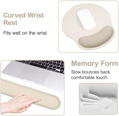 MOSISO Wrist Rest Support for Mouse Pad&Keyboard Set, Khaki - Image 4