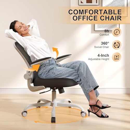 Synorla Office Chair|Ergonomic Desk Chairs 330LBS Capacity | Flip-up Armrests,Mesh Computer Chair,High Back,Comfy Work,Adjustable Lumbar Support - Image 4