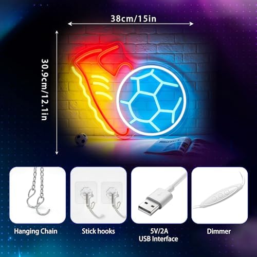 Neon Sign, Soccer Neon Signs for Wall Decor LED Signs Neon Light - Image 3