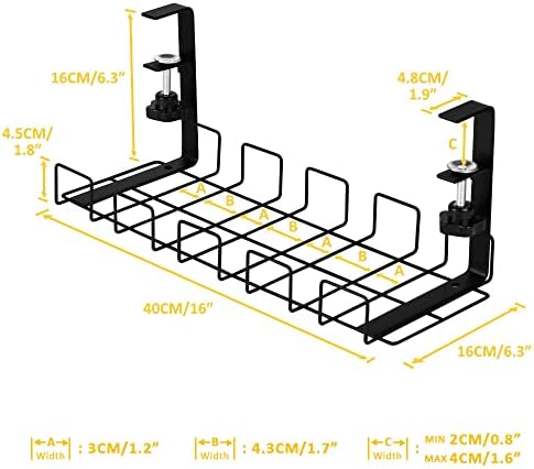 2 Pack Cable Management Under Desk Tray, 16", Black - Image 2