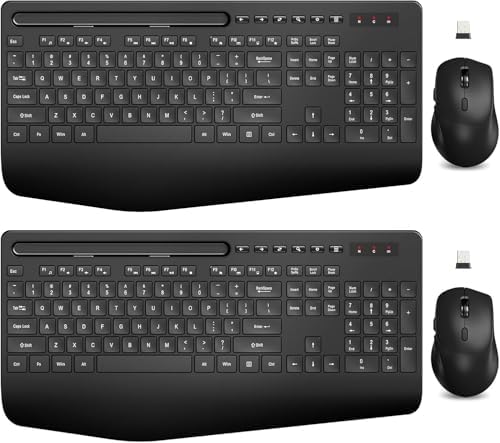 SABLUTE Wireless Keyboard and Mouse Combo, 2 Pack, Ergonomic Wrist Rest by SABLUTE
