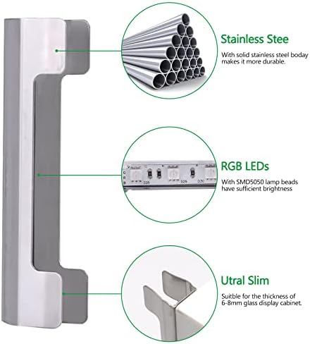 AIBOO LED Under Cabinet Night Lights Kit for Glass Edge Shelf Back Side Lighting Using Flexible Cable and Clip with RF Remote(4 Lights,RGB) - Image 5