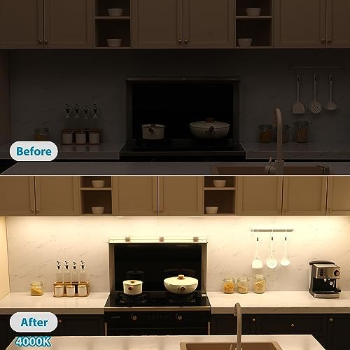 Litever Under Cabinet Lighting Plug in. 3 Light Bar Kit. Cool White 4000K. - Image 7