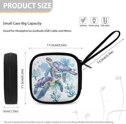 Turtles Carrying Earphone Case Pouch Storage Bag Holder-Earbud Case Headphones Storage Bag Pouch for Headphone, Bluetooth - Image 5