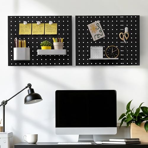 Metal Pegboard Organizer 4 Pack 15.7'' x 11.8'' Black Wall Control Pegboard Peg Board Panels for Garage Gaming Room Home Entryway Kitchen (No Accessories) - Image 3