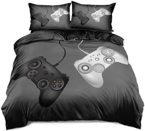 King Size Duvet Cover Set with Pillowcases, Bedding Set for Gamer Decor – Gold Gamepad & Game Controller Print – Perfect for Boys & Girls – Fun & Vibrant Atmosphere - Image 2