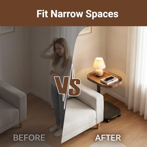 Adjustable Height TV Tray Table for Snack, Eating, Dinner or Laptop, 360°Rolling C Shaped End Table for Couch, Sofa, Chair, Bed, Perfect for Small Places, Livingroom, Bedroom - Image 7