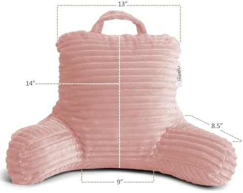 Nestl Reading Pillow for Kids & Teens with Shredded Memory Foam, Luxe Cut Plush Backrest Pillows for Reading and Gaming, for use on Couch or Bed, Adjustable Support with Washable Cover Peach Beige - Image 5
