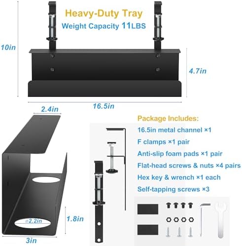 ZhiYo 17in Cable Management Under Desk Tray, 3in W x 4.7in H, Black - Image 4