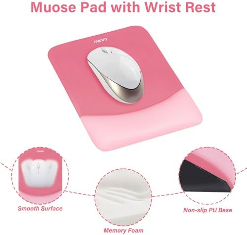 MOSISO Wrist Rest Support Mouse Pad & Keyboard Set, Melon Pink | Rectangular Ergonomic Mousepad, Non-Slip Base, Home/Office Pain Relief & Easy Typing, Neoprene Cloth & Raised Silicone Lining - Image 3
