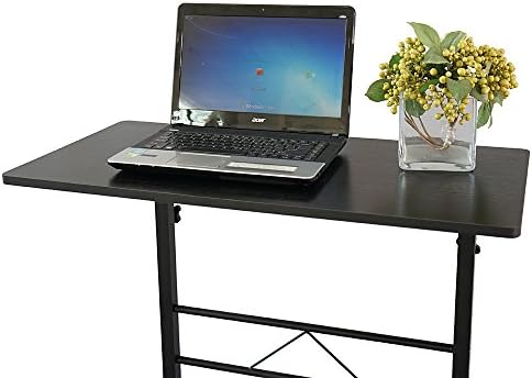 TV Tray Bed Side Table, Portable Rolling Desk Hospital Bed Laptop Table, Small Standing Desk with Wheels Adjustable Height for Sofa, Bedside, Tablet Use, Secure Non Tilt, 31.5" W, Black - Image 4