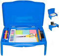 Folding Lap Desk - Foldable Table for Work, Study, Gaming, Arts, Crafts, School - Collapsible Laptop Tray with Storage Compartment - Portable Writing Station for Kids, Adults (Blue) by Unknown