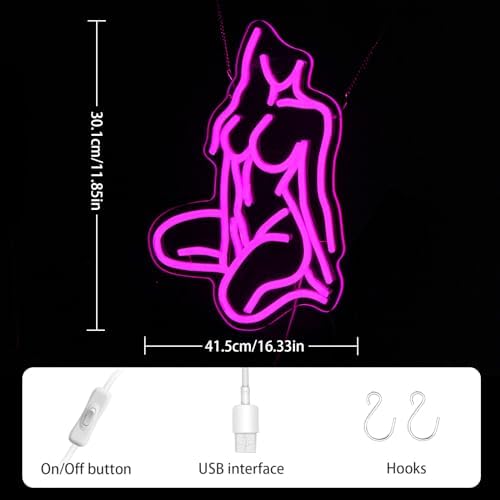 Lady Neon Sign for Wall Decor Beauty Miss Led Light Up Sign Bedroom Bar Club Party for Man Cave Room Hanging Pink Led Sign Art Birthday Decoration Gifts - Image 2
