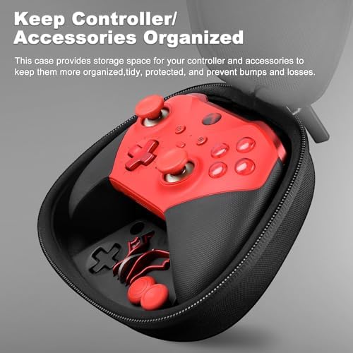 Complete Component Pack for Xbox Elite Controller Series 2 - Accessories Includes 1 Controller Carrying Case, 1 Charging Dock, 4 Thumbsticks, 4 Paddles, 1 Adjustment Tool and 1 Charging Cable(RED) - Image 2