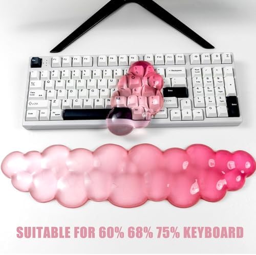 Gel Keyboard and Mouse Wrist Rest, Cloud Wrist Pad for Computer Keyboard | White Pink Wrist support for Keyboard 60%/68%/75%,Cloud Wrist Rest,Keyboard Cushion, Comfort & Support for Typing and Gaming - Image 3