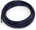 Braided Cable Sleeve, 16.4ft Expandable Mesh Cable Management Sleeve, Wear-Resistant Cord Protectors from Pets No Chew Flexible Wire Sleeving for Audio Video (Black and Blue, 5/8") by ConveniencetoYourLife