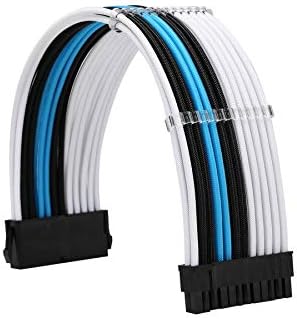 Formulamod PSU Cable Extension Kit 18AWG Sleeved, 24 Pin ATX + 8 Pin EPS + Dual 8 Pin PCI-E, Custom PC Cable Extensions with Combs for Clean Cable Management & Gaming PC Build (White Black Sky Blue) - Image 3