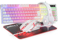 BlueFinger RGB Gaming Keyboard and Backlit Mouse and Headset Combo, USB Wired Backlit Keyboard, LED Gaming Mouse Set, Headset with Microphone for Laptop PC Computer Game and Work (White & Pink) by BlueFinger