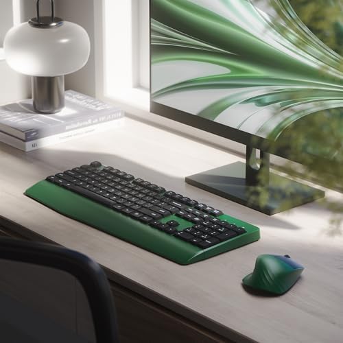 MPTOG Ergonomic Wireless Keyboard and Mouse Combo, Dark-Green Black - Image 2