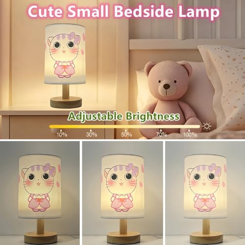 Purple Kitty Kids Nightstand Lamp,3 Color Dimmable LED Bedside Lamps for Girls Bedroom,Kitty Night Light for Room Decor,Cute Cat Desk Lamp with LED Bulb,Unique Gift for Girls Birthday Children - Image 3