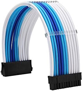 Formulamod PSU Cable Extension Kit 18AWG Sleeved, 24 Pin ATX + 8 Pin EPS + Dual 8 Pin PCI-E, Custom PC Cable Extensions with Combs for Clean Cable Management & Gaming PC Build (White Sky Blue Blue) - Image 3