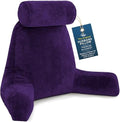 Husband Pillow XXL The Original for Adults - 30" Tall Backrest for Sitting Up in Bed - Firm Support Reading & Bed Rest Pillows for Adults, Neck Roll, Removable Cover - TV - Purple by HusbandPillow