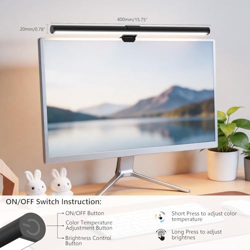 Monitor Light Bar, Eye-Care USB Computer Monitor Lamp for Home Office Gaming, 15.7'' Ultrawide LED Light, 3 Color Temperatures Stepless Dimming Screen Bar - Image 3