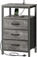 Huuger Nightstand with Charging Station, 27.6 Inch Bedside Table,Side Table by Huuger