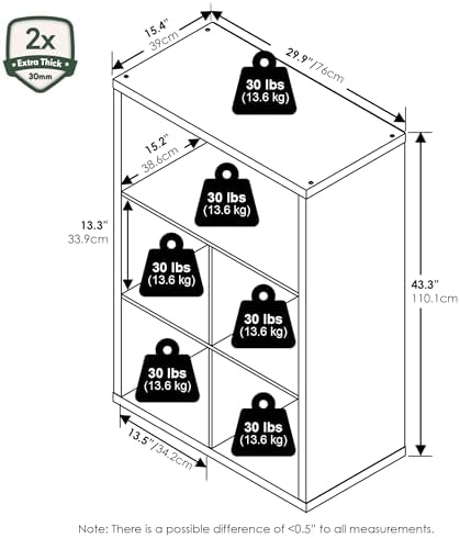 Furinno Cubicle 5-Cube Book Shelf, Extra Thick Frame Bookshelf, Dark Oak - Image 3