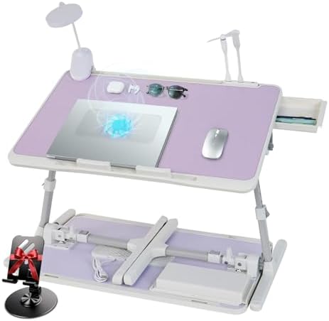 iXTRA Adjustable Laptop Lap Desk with Cooling Fan USB Light for Adults 60x40cm,Purple by IXTRA