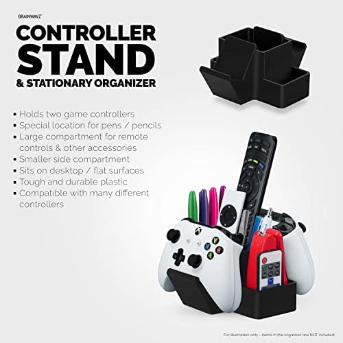 BRAINWAVZ Dual Game Controller, TV Remote Control & Stationary Storage Desktop Organizer Holder, Universal Design for Xbox ONE PS5 PS4 PC Gamepads, Reduce Clutter (D03) - Image 3