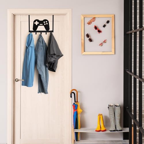 Reallnaive Over the Door Hooks Gamepad Towel Rack, 5 Hooks Metal - Image 4