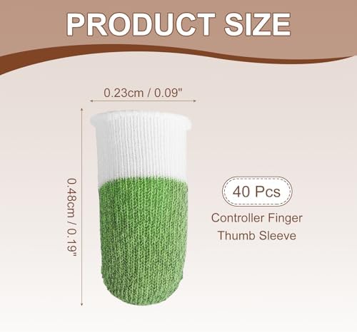 PATIKIL Controller Finger Thumb Sleeve, 40 Pack Mobile Gaming Finger Sleeves Silver Fiber Tip Gloves Anti-Sweat Breathable for Game Phone Touchscreen Devices, Light Green - Image 2